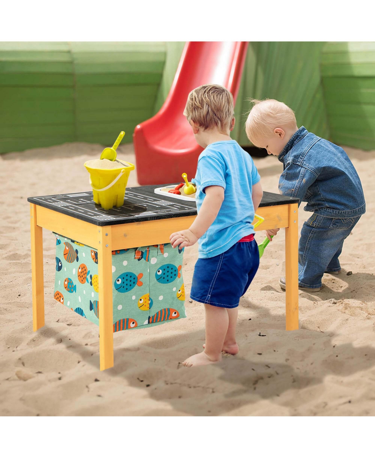 3-in-1 Kids Activity Table with Foldable Water Bin Large Capacity Storage Bag