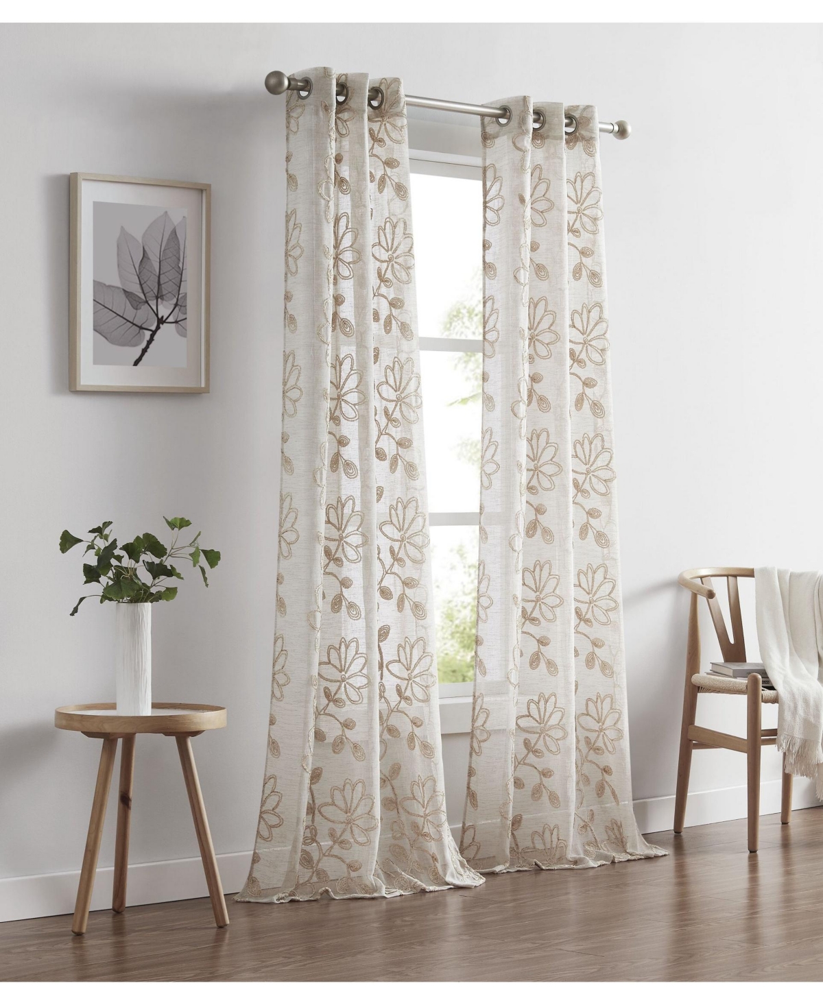 Rita Linen Look 76" W x 63" L Grommet Window Panel Set - Silver