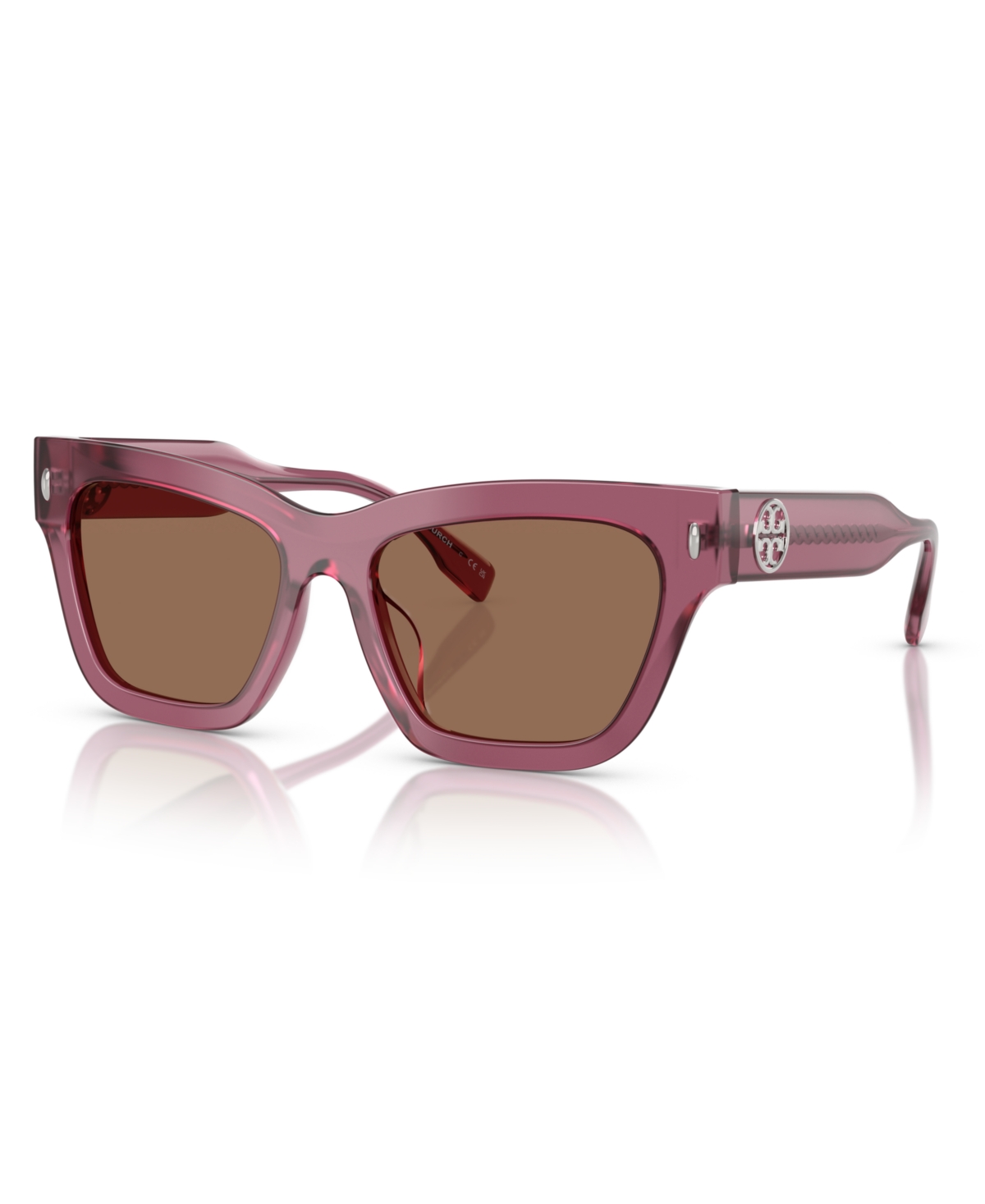 Shop Tory Burch Women's Sunglasses Ty7208u In Berry Transparent