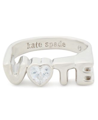 kate spade new york - Silver-Tone Cubic Zirconia Heart Vote Signet Ring