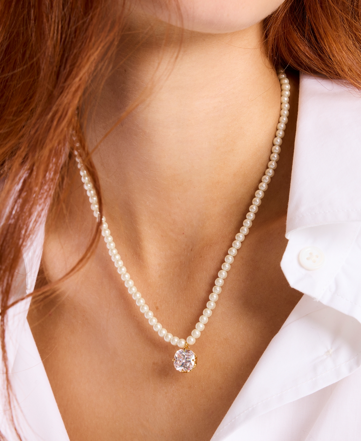 kate spade new york Gold-Tone Pop of Joy Green Stone Pendant Necklace, 16