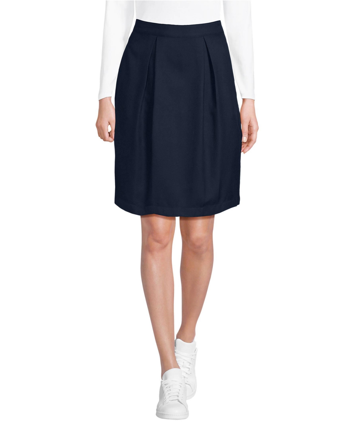 Women's School Uniform Solid Pleated Skort Top of Knee - Classic navy