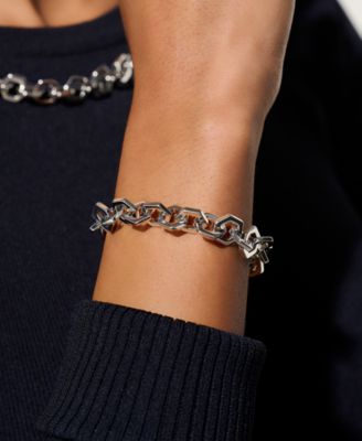 Women's Honeycomb Silver Tone Link Bracelet