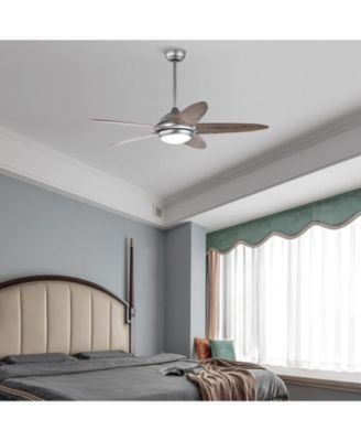 52 Inch Ceiling Fan with Lights and 3 Lighting Colors-Silver Gray