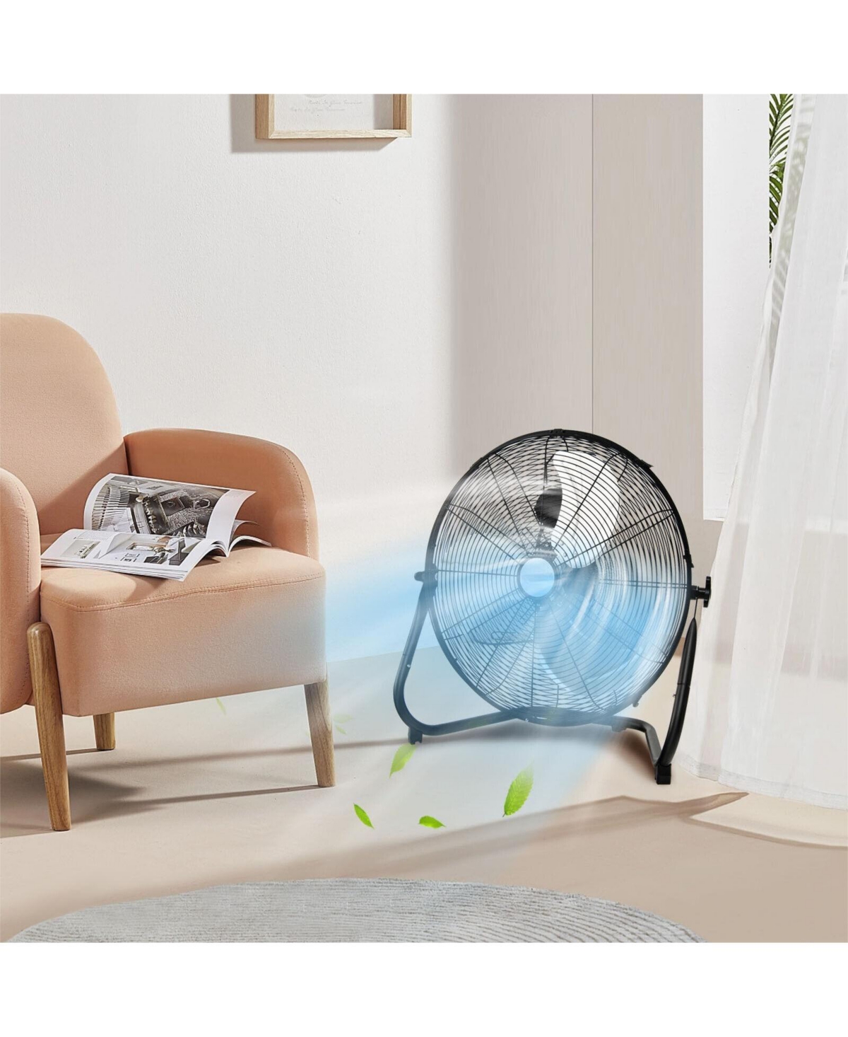 Sugift Box Portable Floor Fan with 3 Speed Settings and Knob Control