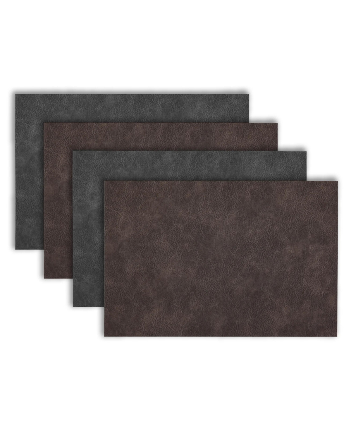 Florence Ivory and Taupe Reversible Leather Wipe Clean Placemat 12&#x22; x 18&#x22; Rectangular Placemats Set of 4 - Ivory and taupe