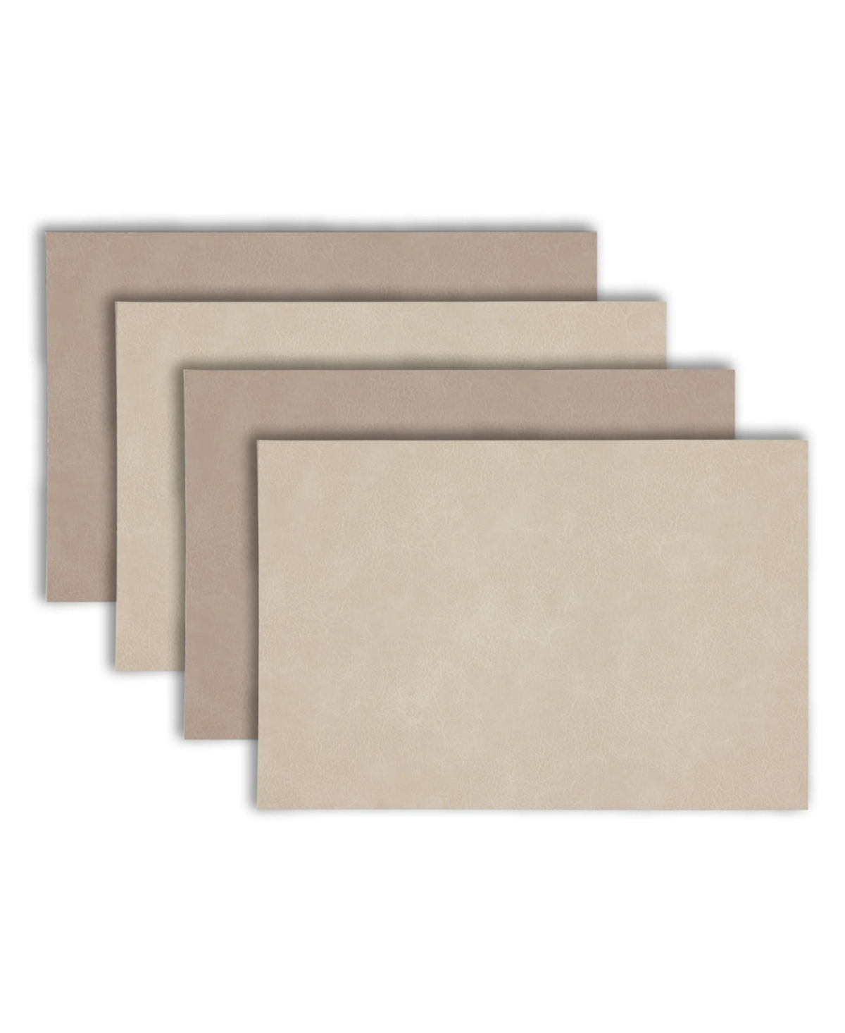 Florence Ivory and Taupe Reversible Leather Wipe Clean Placemat 12&#x22; x 18&#x22; Rectangular Placemats Set of 4 - Ivory and taupe