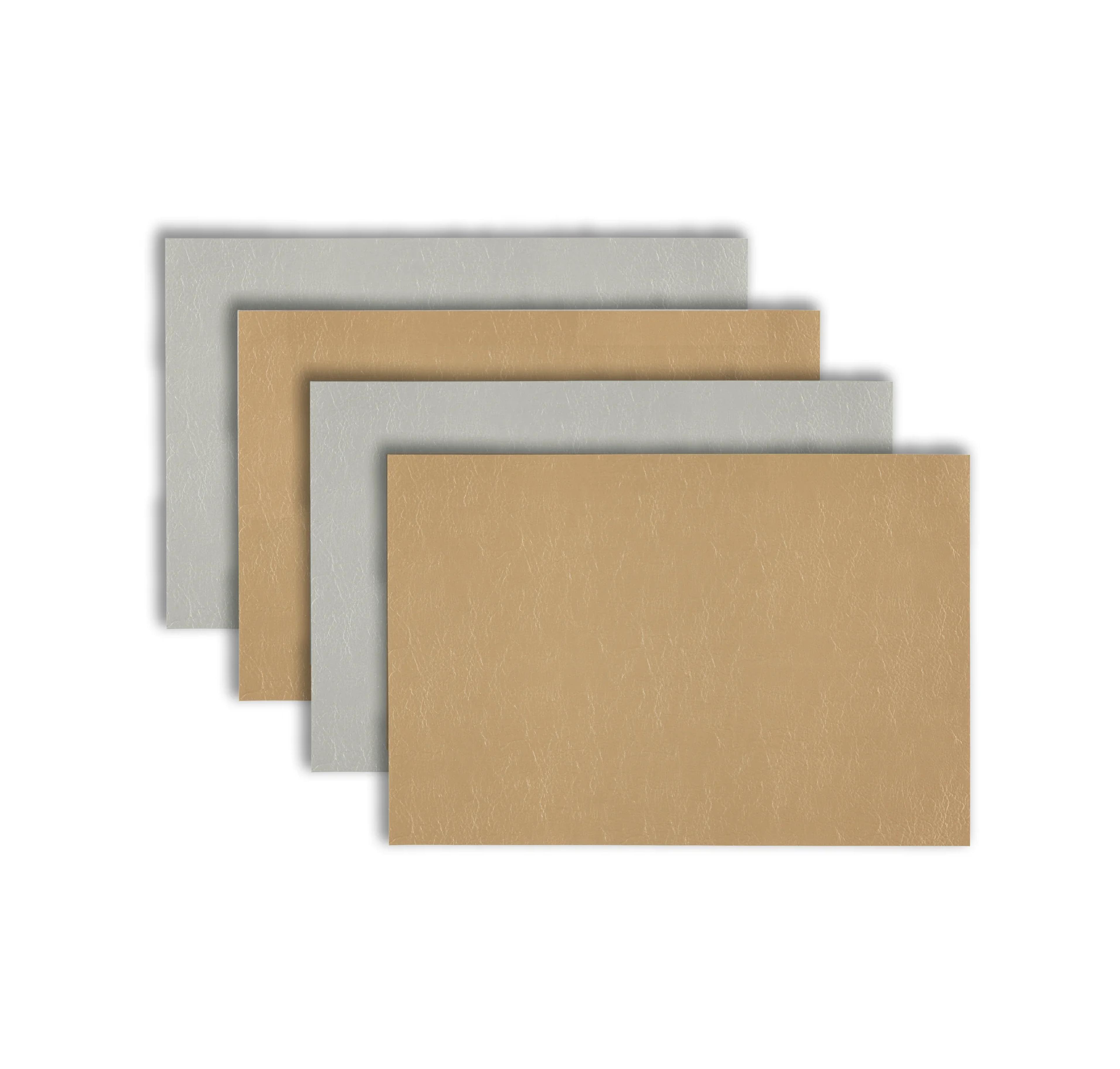 Dainty Home Florence Ivory and Taupe Reversible Leather Wipe Clean Placemat 12" x 18" Rectangular Placemats Set of 4