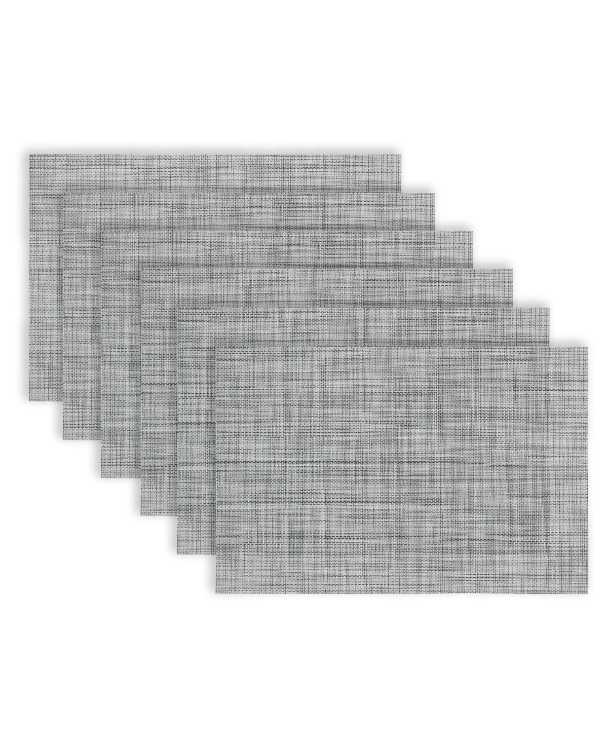 Bristol Texteline Outdoor Dining Set Textured Design Reversible 12" x 18" Rectangular Placemats Set of 6 - Black