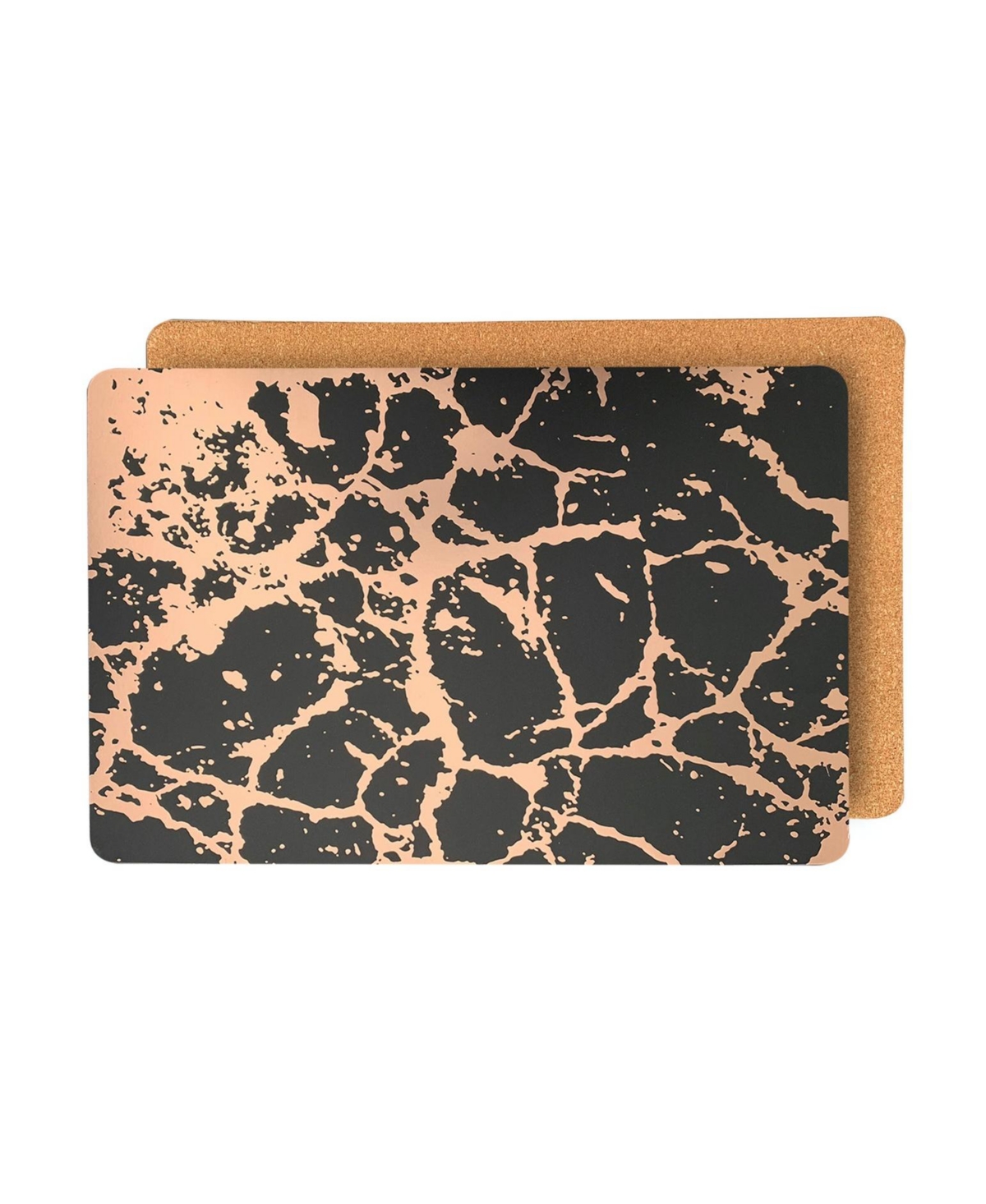 Dainty Home Marble Cork Place Mats, Washable Placemats - Black and rose gold