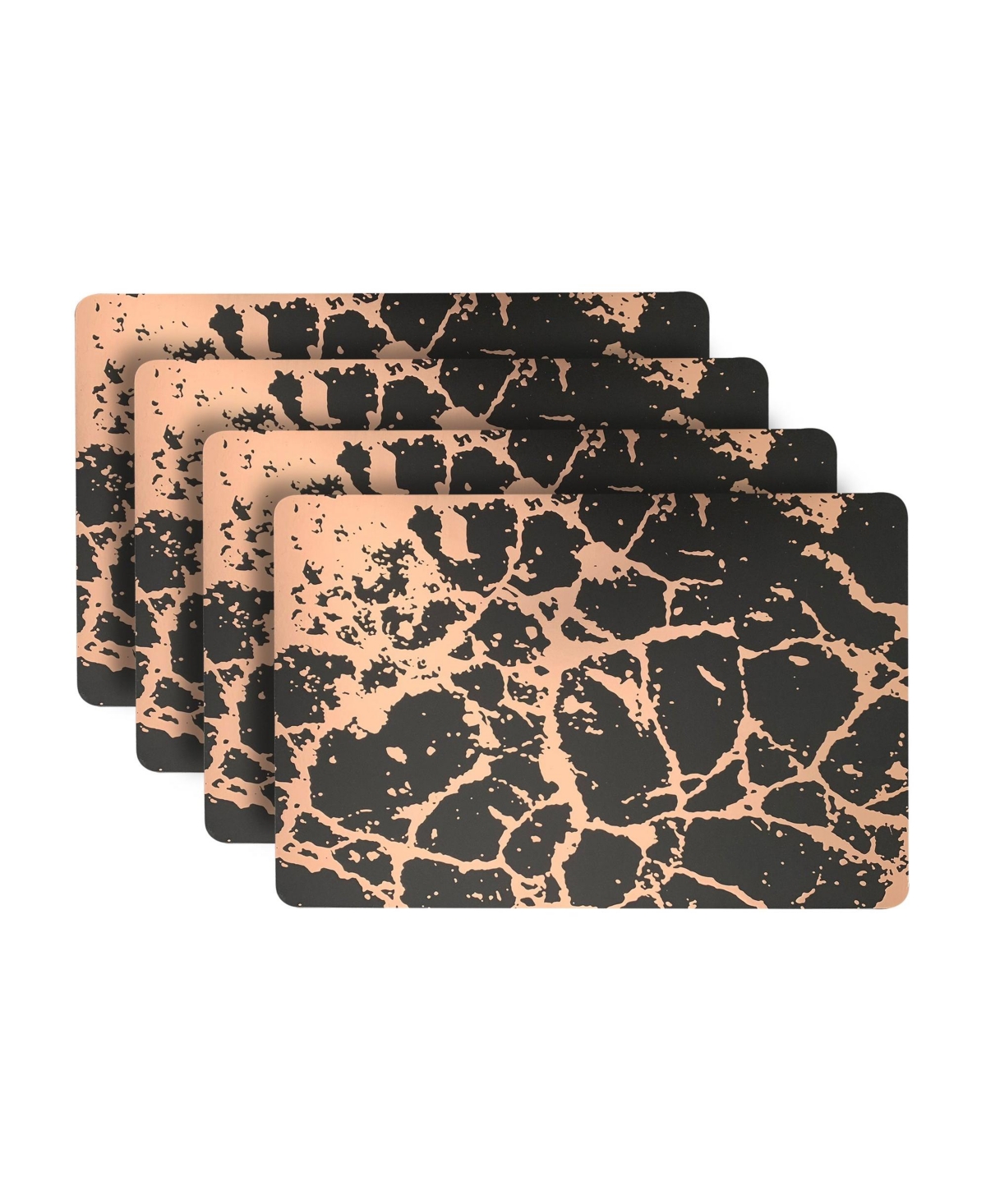 Dainty Home Marble Cork Place Mats, Washable Placemats - Black and rose gold