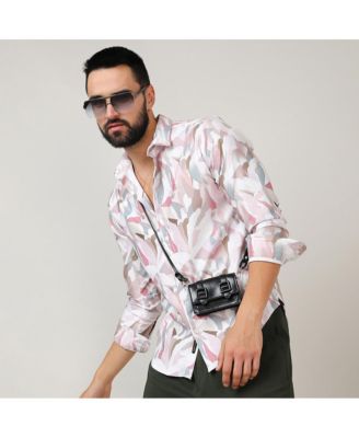 Campus Sutra Men's Nude Pink & Ivory White Petal Block Shirt