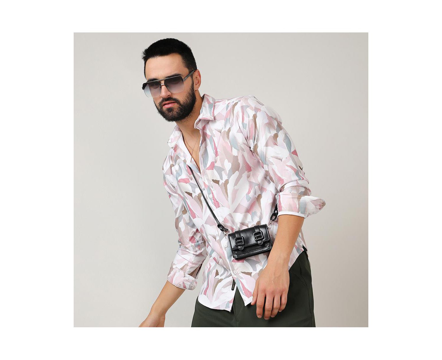 Men's Nude Pink & Ivory White Petal Block Shirt