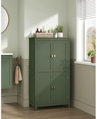 Bathroom Floor Cabinet with Adjustable Shelves for Towels and Toiletries
