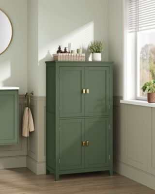 Bathroom Floor Cabinet with Adjustable Shelves for Towels and Toiletries