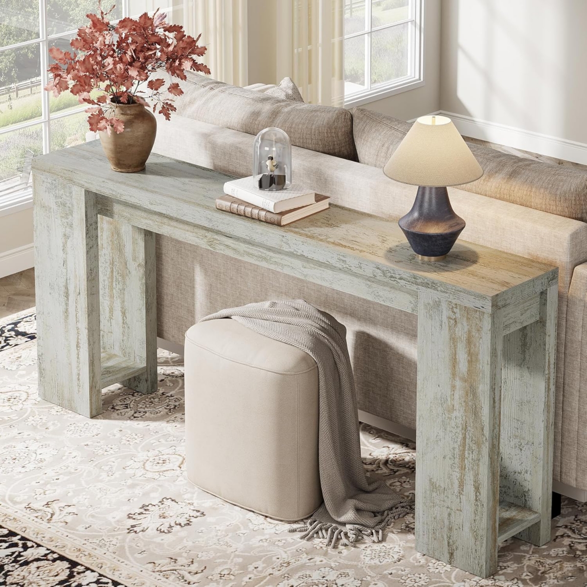 Tribesigns Farmhouse Console Table, Vintage Entryway Foyer Table, Wooden Hallway Accent Table, Extra Long Sofa Wall Tables for Living Room
