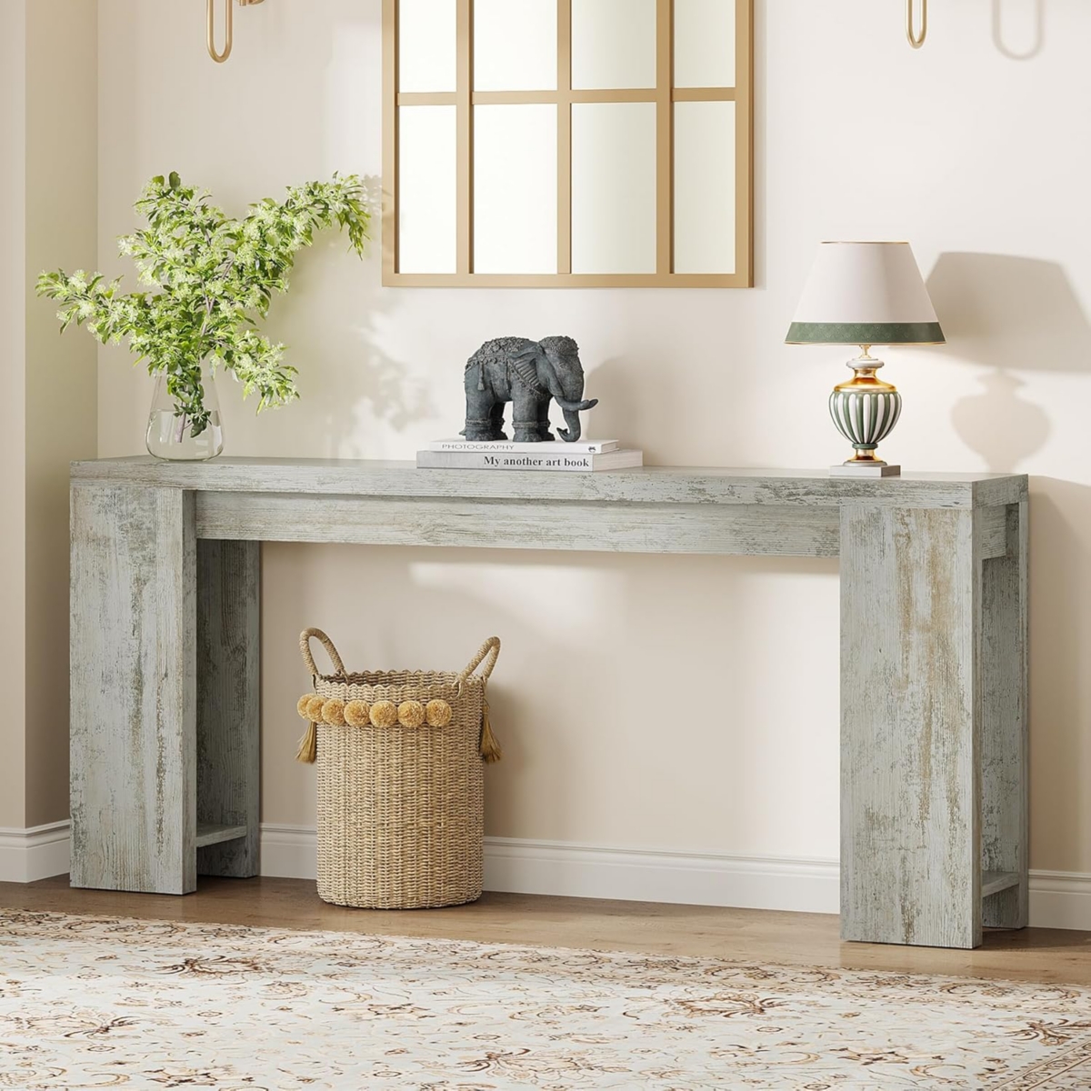 Tribesigns Farmhouse Console Table, Vintage Entryway Foyer Table, Wooden Hallway Accent Table, Extra Long Sofa Wall Tables for Living Room