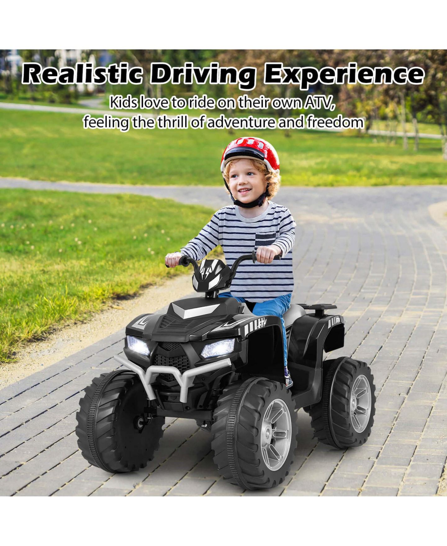 Детская игрушка Costway 24V Kids Ride-On Electric Quad Car with Wireless Connection, 77 lb. Capacity, Ages 3-8, цвет: Чёрный — фото 10