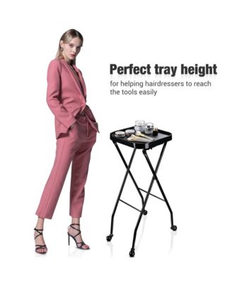 Salon Folding Rolling Tray Station Service Trolley Storage Cart For Barber Shop