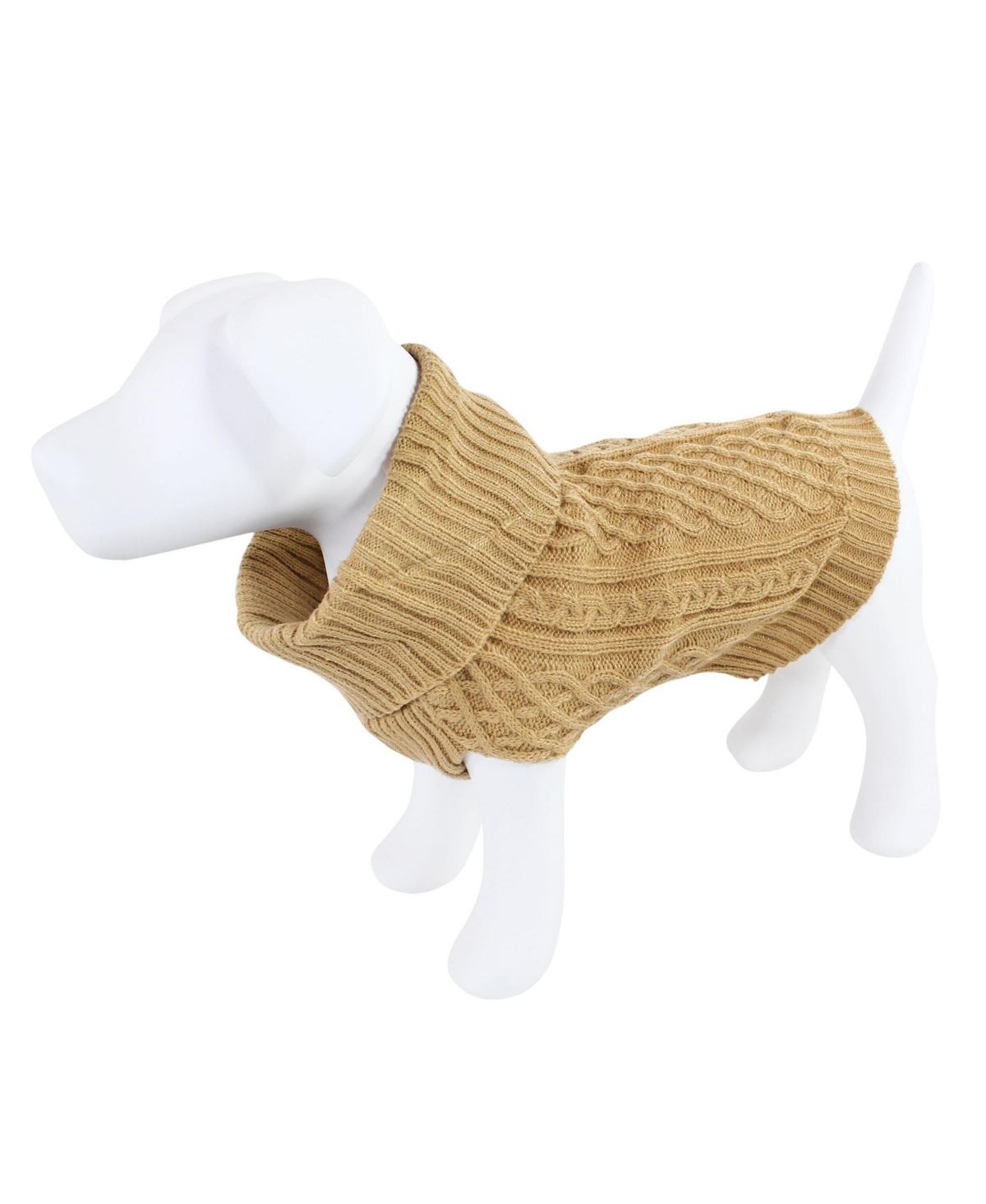 Dogs and Cats Cableknit Pet Sweater, Camel, Large - Camel