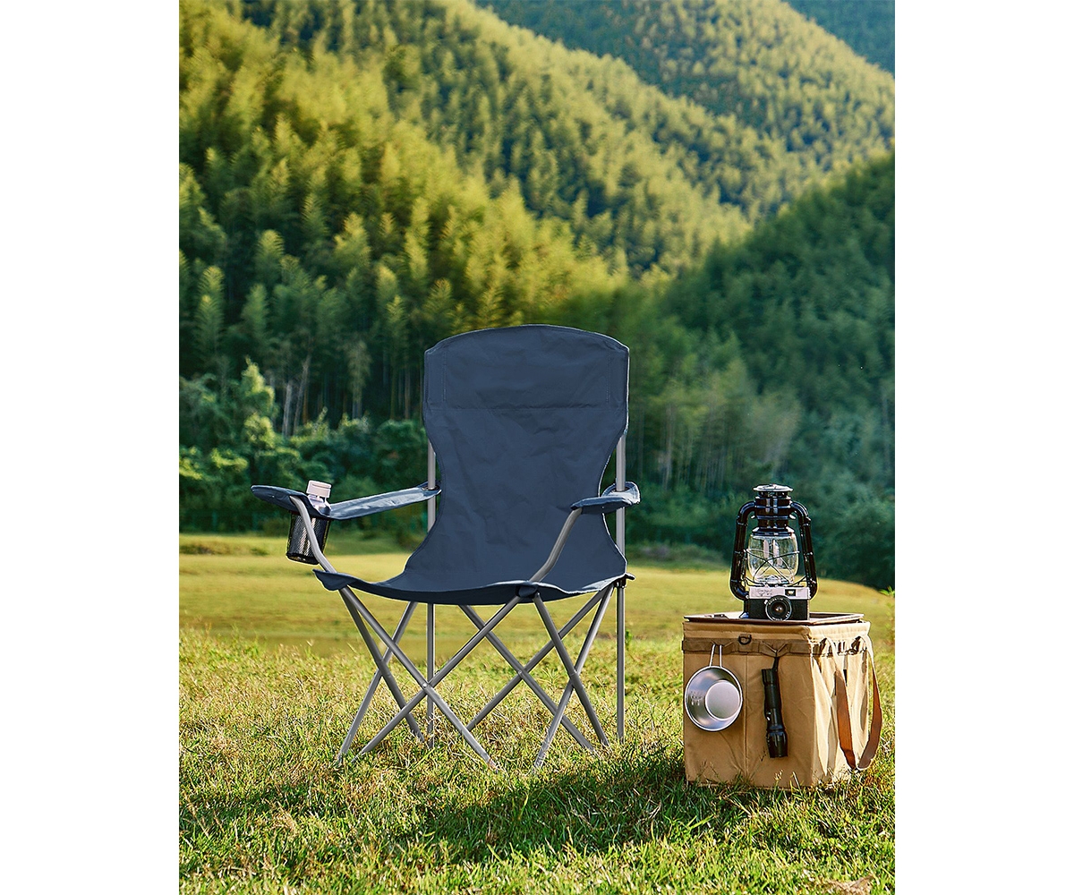 Slickblue Set of 2 Heavy Duty Folding Camping Chairs, 330 lb Capacity, Portable Outdoor Seating