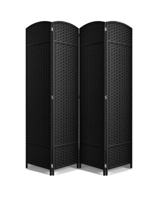 Extra Wide Double Hinged 4 Panels Partition Room Dividers - Mesh Hand-Woven Design Folding Privacy Screens, Wall Divider for Room Separation