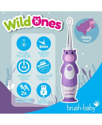 WildOnes Hippo Kids Electric Rechargeable Toothbrush | Childrens Electric Toothbrush | Animal Character Toothbrush