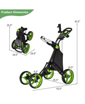 Golf Push Pull Cart with Foot Brake-Green