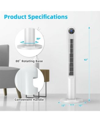 VEBREDA 42 Inch 80 Degree Tower Fan with Smart Display Panel and Remote Control-White