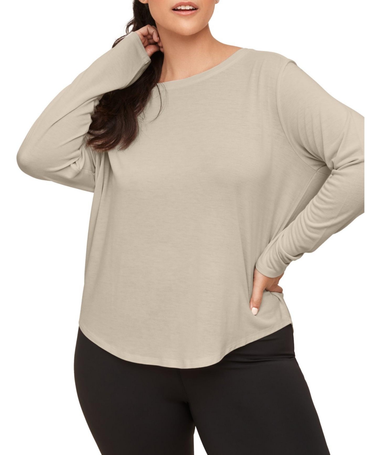 Plus Size Molly Long-Sleeve Tee - Light brown