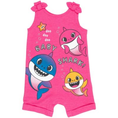 Baby Girls Pinkfong Shark Snap Romper and Headband