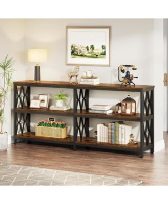 70.9" Industrial Console Table with Storage Shelves, 3-Tier Entryway Sofa Table for Living Room or Hallway