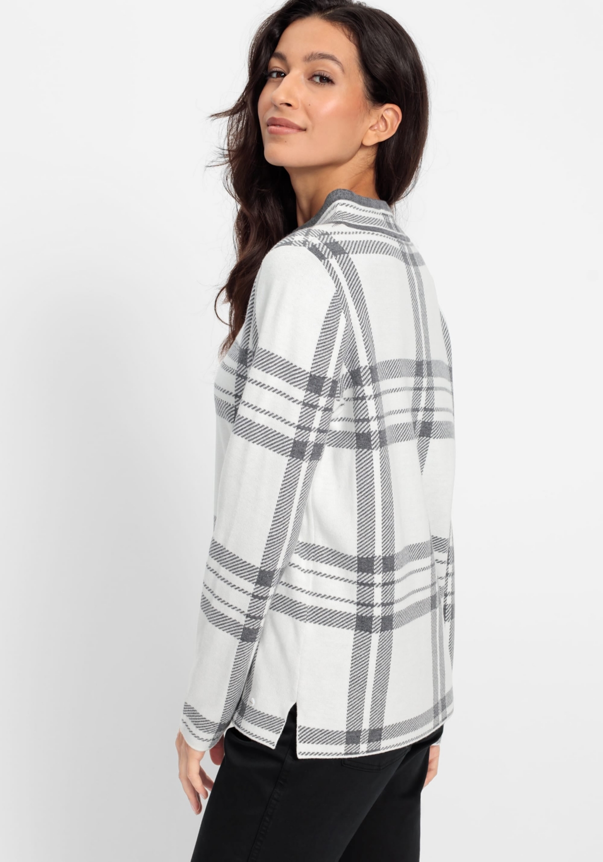 Olsen Women's Long Sleeve Plaid Pullover
