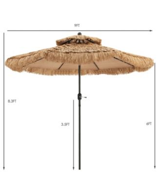 9 Feet Thatched Tiki Umbrella with 8 Ribs