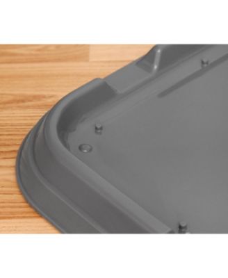  Pad Holder, Fits 17"x17" or Larger, Small, Puppy Dog Pad Hoder, Secured Latches, Non-Skid Rubber Feet, High Polish Finish for Easy Cleaning, Leak Protection, Dog Potty Tray, Dark Gray