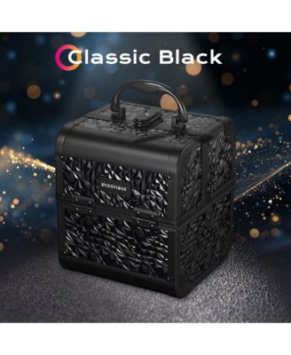 Makeup Train Case Cosmetic Organizer w/ Mirror Classic Black Artist