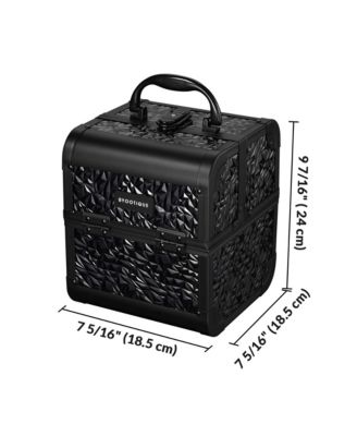 Makeup Train Case Cosmetic Organizer w/ Mirror Classic Black Artist