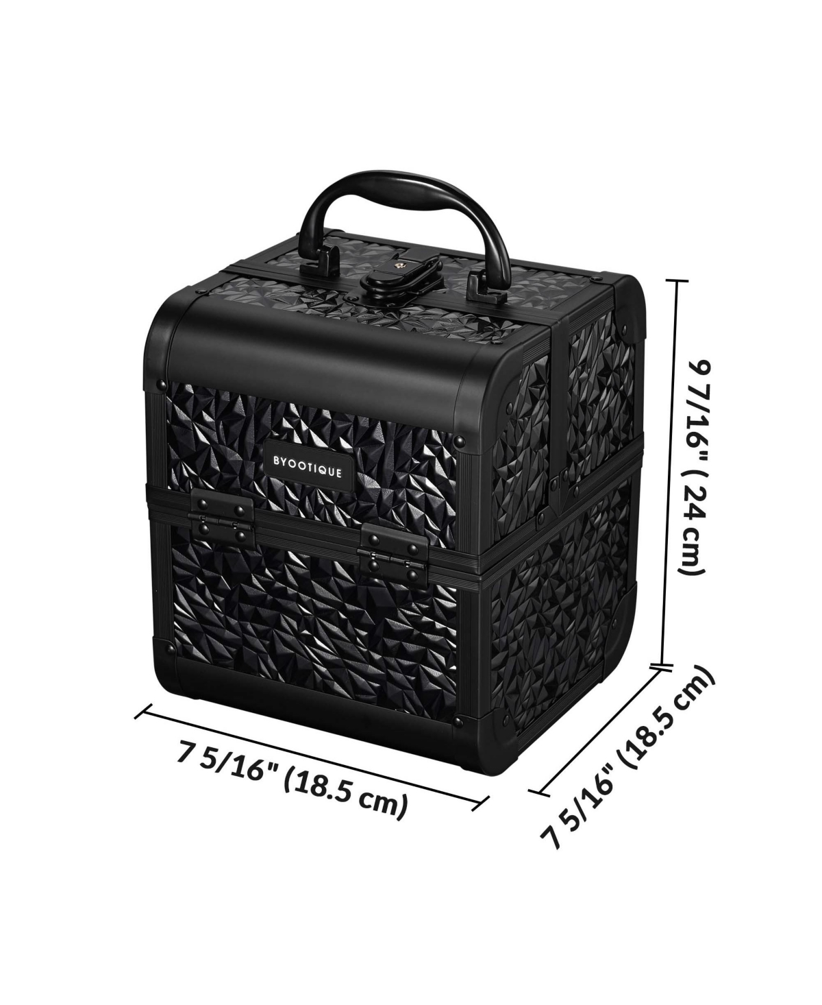 Byootique Makeup Train Case Cosmetic Organizer w/ Mirror Classic Black Artist