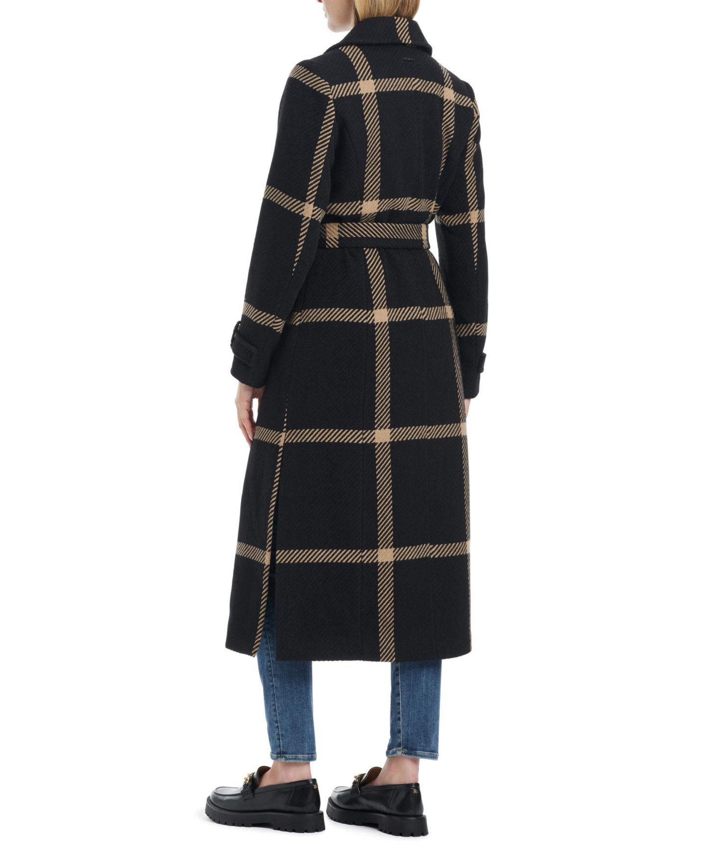 Женское пальто Vince Camuto Double-Breasted Maxi Wool Blend, цвет: Чёрный / Верблюжий — фото 2