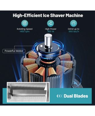 660LBS/H Commercial Ice Crusher with Dual Blades Safety On/Off Switch for Home