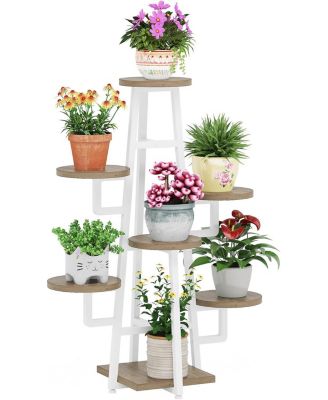 7 Tier Plant Stand Indoor, Tall Plant Shelf for Multiple Plants, Wooden Corner Plant Pots Holder Rack Flower Stand Shelf Planter Organizer for Living Room Balcony Garden
