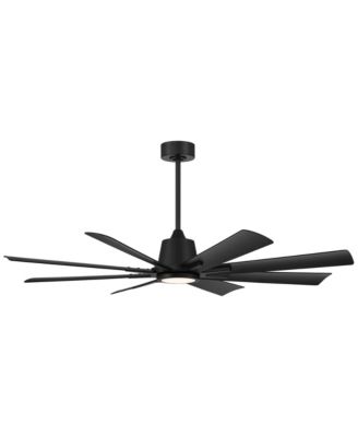 54" Inspirit Modern Indoor Outdoor Ceiling Fan 8 Blade LED Light Remote Control Matte Black Finish Bedroom Damp Rated