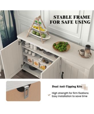 45" 3-Door Engineered Wood Adjustable Shelves, Cable Holes, Anti-Tip, 590 lb Capacity Buffet Sideboard Cabinet