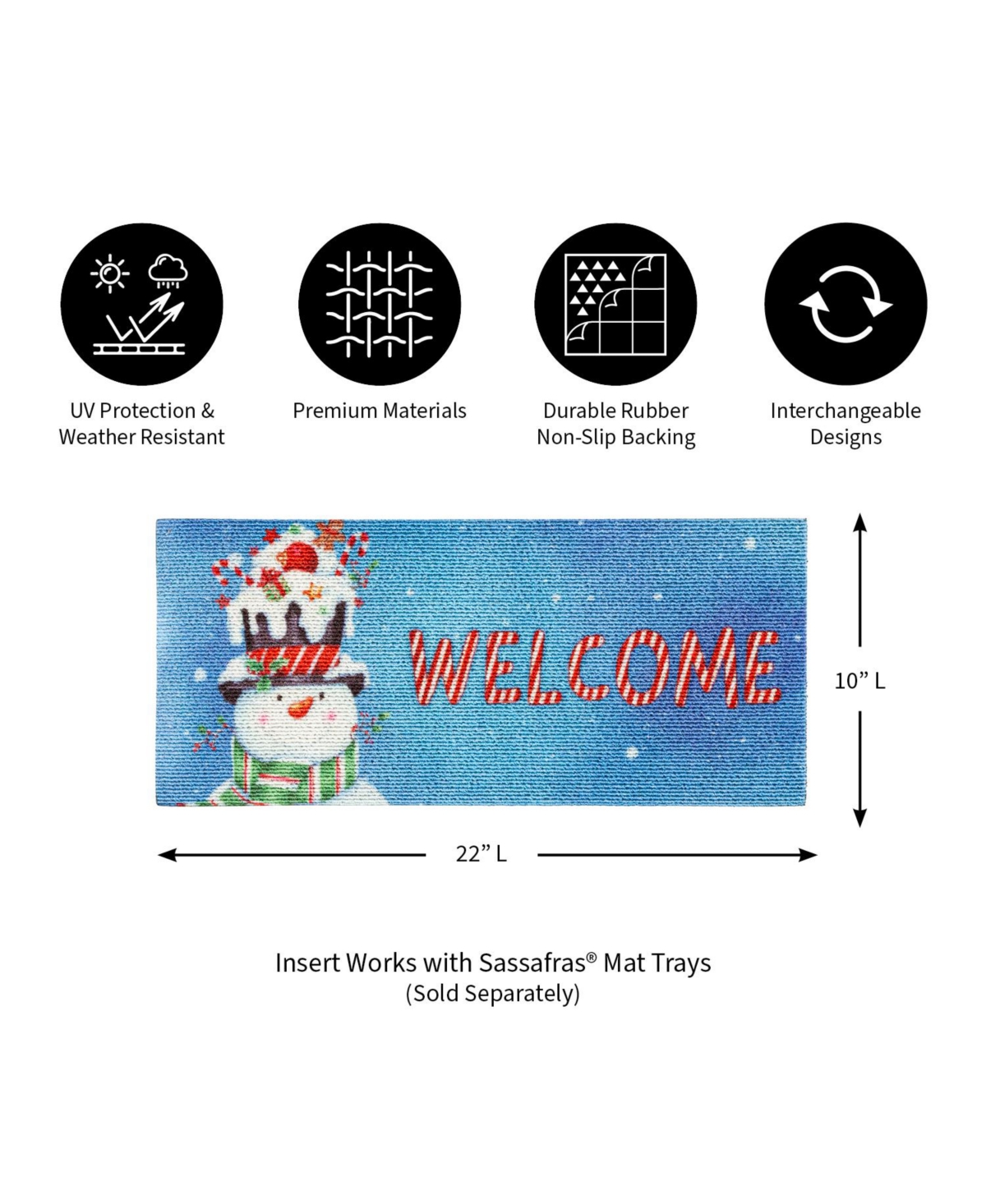 Evergreen Christmas Snowman Sassafras Indoor Outdoor Switch Doormat 1'10