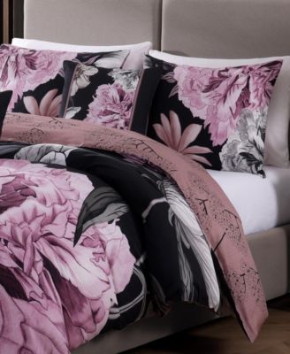 Midnight Meadow Bedding 100% Cotton 5 Piece Queen Size Reversible Comforter Set