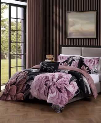 Midnight Meadow Bedding 100% Cotton 5 Piece Queen Size Reversible Comforter Set