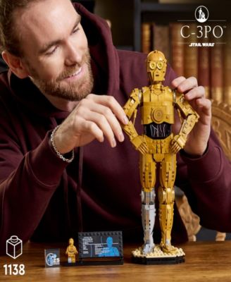 Star Wars C-3PO Buildable Droid Figure for Build and Display Toy Set 75398, 1138 Pieces