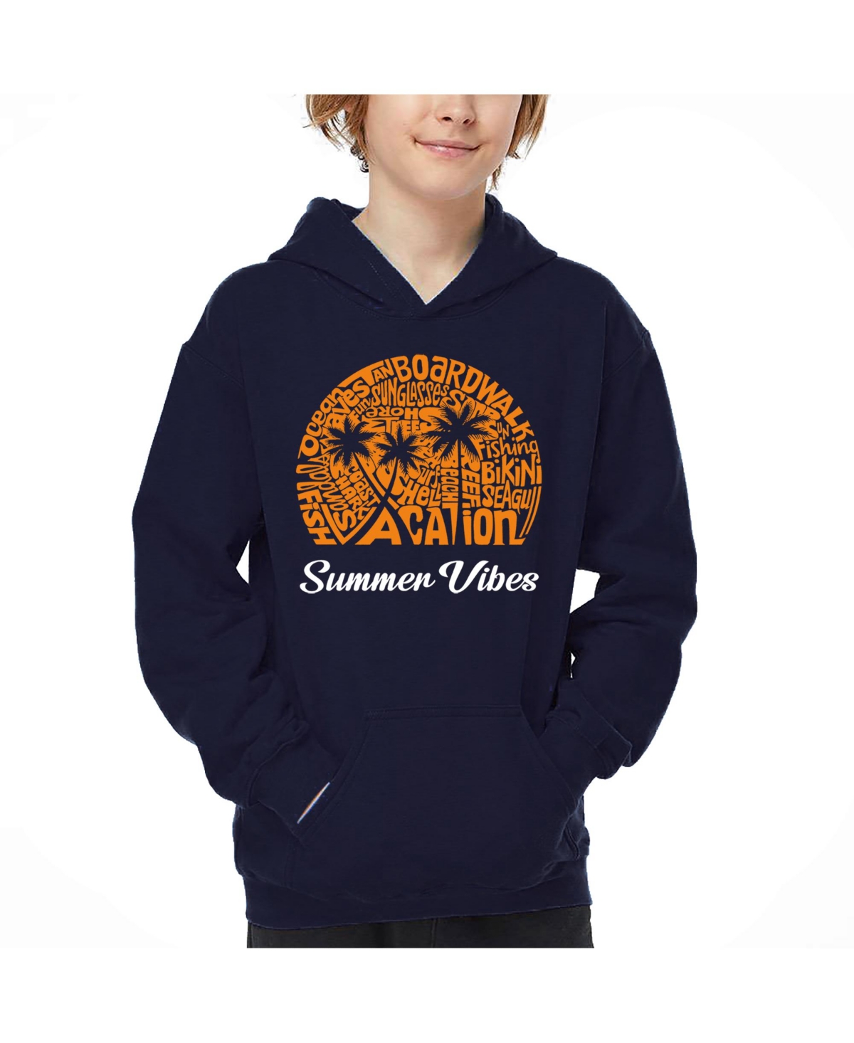 La Pop Art Boys Summer Vibes Word Art Hooded Sweatshirt