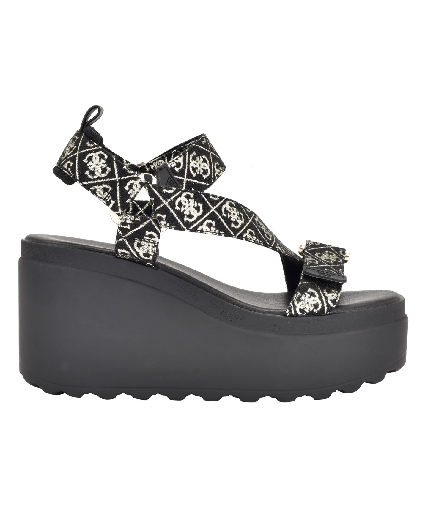 Женские сандалии GUESS Ocilia Quattro Logo Sport Eva Wedge Strappy, цвет: Чёрный / Белый — фото 2