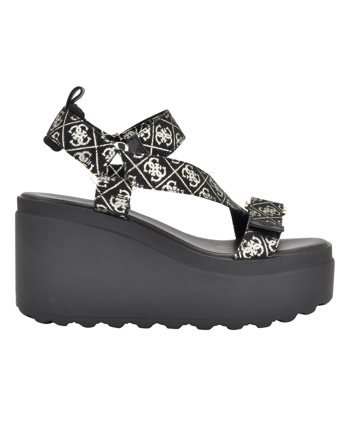 Guess Women's Ocilia Quattro Logo Sport Eva Wedge Strappy Sandals - White Logo